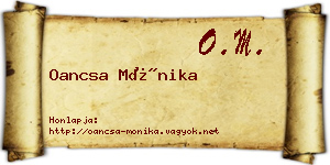 Oancsa Mónika névjegykártya